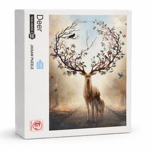 Deer Art Jigsaw Puzzle 1000 Pieces | Nature Forest Stag Illustration | Sealed